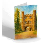 GREETING CARD - The Great Gate of Trinity, Cambridge - Vintage Art Style