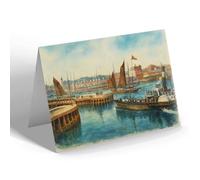 GREETING CARD - The Harbour, Lowestoft (a) - Vintage Art Style