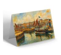 GREETING CARD - The Harbour, Lowestoft (b) - Vintage Art Style