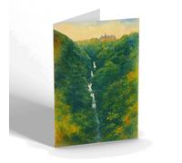 GREETING CARD - The Hotel & Waterfalls, Devil's Bridge (a) - Vintage Art Style