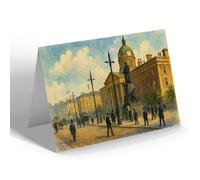 GREETING CARD - The Infirmary & Piccadilly, Manchester - Vintage Art Style