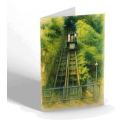 GREETING CARD - The Lift Railway, Lynton & Lynmouth - Vintage Art Style