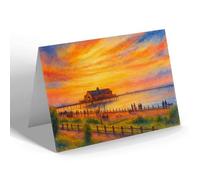 GREETING CARD - The Pier At Sunset, Herne Bay - Vintage Art Style