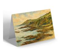 GREETING CARD - The Private Beach, Nansidwell, Falmouth - Vintage Art Style