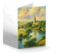 GREETING CARD - The River, Stratford-on-Avon (b) - Vintage Art Style