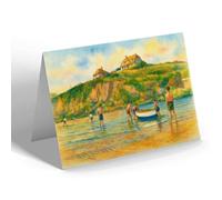 GREETING CARD - The Sands, Hope Cove - Vintage Art Style