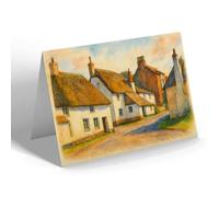 GREETING CARD - The Square, Inner Hope, Hope Cove - Vintage Art Style