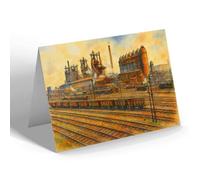 GREETING CARD - The Steel Works, Corby - Vintage Art Style