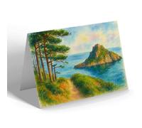 GREETING CARD - The Thatcher Rock, Torquay - Vintage Art Style