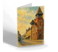 GREETING CARD - The Town Clock, Lewes - Vintage Art Style