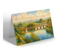 GREETING CARD - The Two Bridges, Stratford-on-Avon - Vintage Art Style