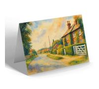 GREETING CARD - The Village, Carlton le Moorland - Vintage Art Style