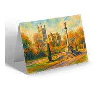 GREETING CARD - The War Memorial & Canterbury Cathedral - Vintage Art Style