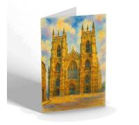 GREETING CARD - The Western Front, York Minster (b) - Vintage Art Style