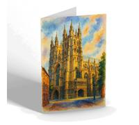 GREETING CARD - The Western Towers, Canterbury - Vintage Art Style
