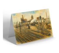 GREETING CARD - The Works from the Bridge (b), Corby - Vintage Art Style