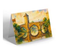 GREETING CARD - The Wye Valley. Monnow Bridge Monument - Vintage Art Style