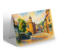 GREETING CARD - Town Hall, Market Place, Camelford - Vintage Art Style