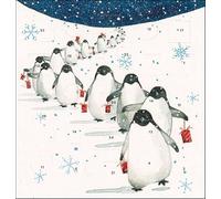Greeting Card Traditional Penguins Christmas Advent Calendar Card, White