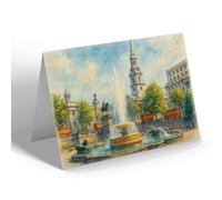 GREETING CARD - Trafalgar Sq Church St Martin-in-the-Fields - Vintage Art Style