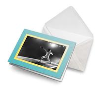Greeting Card Turquoise & Butter (Photo Insert) - BW - Sabre Fencing Sword Sports - Blank Birthday Celebration Anniversary #38510