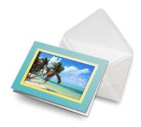 Greeting Card Turquoise & Butter (Photo Insert) - Tropical Beach Dominican Republic - Blank Birthday Celebration Anniversary, Envelope Included #52299