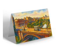 GREETING CARD - Union Bridge & Terrace Gardens, Aberdeen - Vintage Art Style