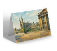 GREETING CARD - Univ. Library & King's College Chapel - Vintage Art Style