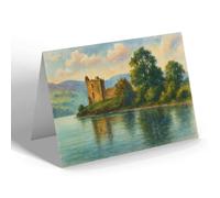 GREETING CARD - Urquhart Castle on Loch Ness (a) - Vintage Art Style