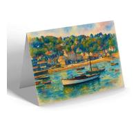GREETING CARD - View from Harbour, Lyme Regis - Vintage Art Style