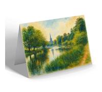 GREETING CARD - View of River Avon & Holy Trinity Church - Vintage Art Style