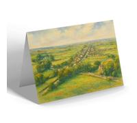 GREETING CARD - Village from Anglesey Monument Llanfair PG - Vintage Art Style