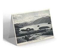 GREETING CARD - Vintage Cumberland - Derwentwater from Castle Head, Keswick
