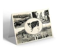 GREETING CARD - Vintage Isle of Man - Manx Cat/Five Views