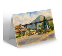 GREETING CARD - War Memorial & Ben More, Crianlarich - Vintage Art Style