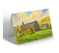 GREETING CARD - War Memorial & Old Parish Church, Langholm - Vintage Art Style