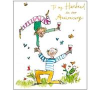 Greeting Card (WDM-435690) - Husband on Our Anniversary - Garden Celebration with Wine - from The Quentin Blake Range