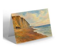 GREETING CARD - West Bay, East Cliff, Near Bridport - Vintage Art Style