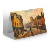 GREETING CARD - Wigan. Old Market Place - Vintage Art Style