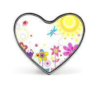 Greeting Card with Colorful Flowers Dragonfly Butterfly Sun Heart Brooch Pin, Unisex Smooth Surface Lapel Tie Pin, Lightweight Badge Jewelry Crafts Decor for Costume Accessory Men Women