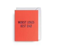 Greeting Card, Worst Jokes Best Dad Design, Red and Black, Premium Card Stock, 9 x 12 cm, Blank Inside, Modern Style, Father's Day Birthday Thank You Card