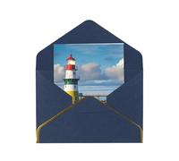Greeting Cards 17.5 X 11.5 Cm Blank Note Cards Beach Lighthouse Greeting Card Folding Blank Greeting Note Cards With Envelopes Thank Of You Card Blank Card For All Occasions