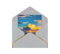 Greeting Cards 17.5 X 11.5 Cm Blank Note Cards Blue Dusk Gold Sunset Greeting Card Folding Blank Greeting Note Cards With Envelopes Thank Of You Card Blank Card For All Occasions