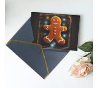 Greeting Cards 6" Ã- 4" Thank You Card Gingerbread Man on Wooden Board Blank Card for Birthday Thinking of you cards for All Occasions