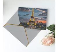 Greeting Cards 6" Ã- 4" Thank You Card Night Paris Eiffel Blank Card for Birthday Thinking of you cards for All Occasions