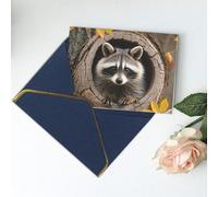 Greeting Cards 6" Ã- 4" Thank You Card Raccoon in The Fall Tree Hole Blank Card for Birthday Thinking of you cards for All Occasions