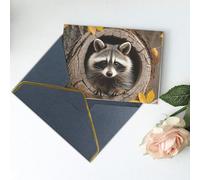 Greeting Cards 6" Ã- 4" Thank You Card Raccoon in The Fall Tree Hole Blank Card for Birthday Thinking of you cards for All Occasions