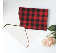 Greeting Cards 6" Ã- 4" Thank You Card Red Black Buffalo Check Plaid Pattern Blank Card for Birthday Thinking of you cards for All Occasions