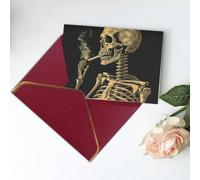 Greeting Cards 6" Ã- 4" Thank You Card Skeleton with Burning Cigarette Blank Card for Birthday Thinking of you cards for All Occasions