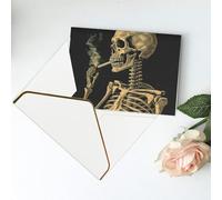 Greeting Cards 6" Ã- 4" Thank You Card Skeleton with Burning Cigarette Blank Card for Birthday Thinking of you cards for All Occasions